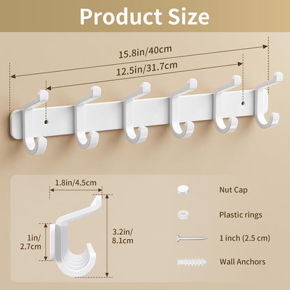 pickpiff Coat Rack Wall Mounted Heavy-Duty: Metal Coat Hanger 6 Hooks for Hanging Hat, Clothes, Robe, Keys, Backpack, Bathroom Towels, Jacket, Purse - Closet, Door, Entryway, Mudroom (Black, 1 Pack)