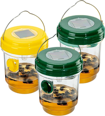 2026 New 3 Pack Wasp Traps Outdoor Hanging with LED Light,Reusable Yellow Jacket Traps with LED Light - Effective Carpenter Bee Catcher & Hornet Traps
