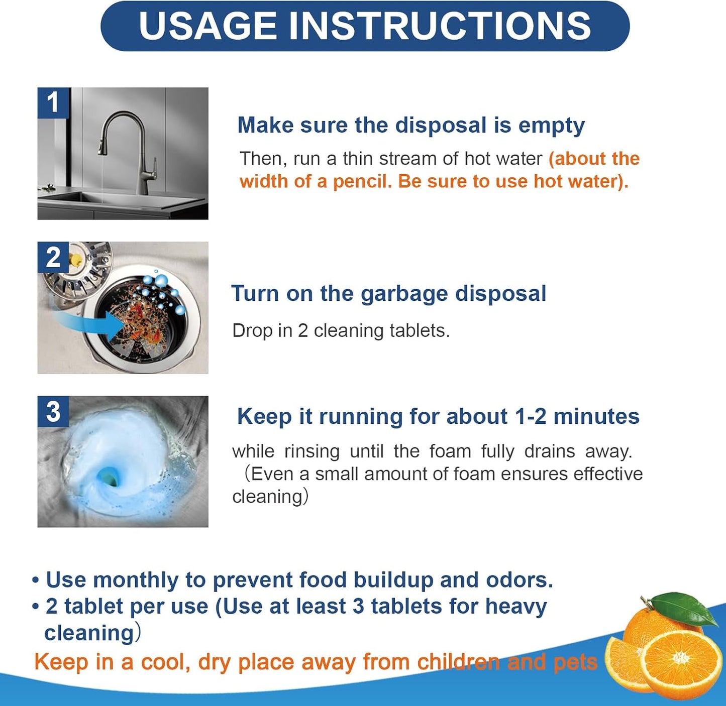 Treeroot 30 Pack Garbage Disposal Cleaner Tablets, Deodorizer, Foaming Sink Cleaner, Fresh Foaming Tablets for Garbage Disposal, Clean Kitchen Sink and Eliminate Odors, 1 Year Supply