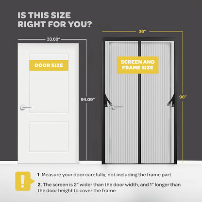 Magnetic Screen Door, Hands-Free Kid/Pet-Friendly Walk Through - Self Magnetic Closure Screen Door Mesh, Stay-Open Option with Buckles - Keeps Bugs Out Lets Breeze in, Fits Door Size (39.4" x 82.7")