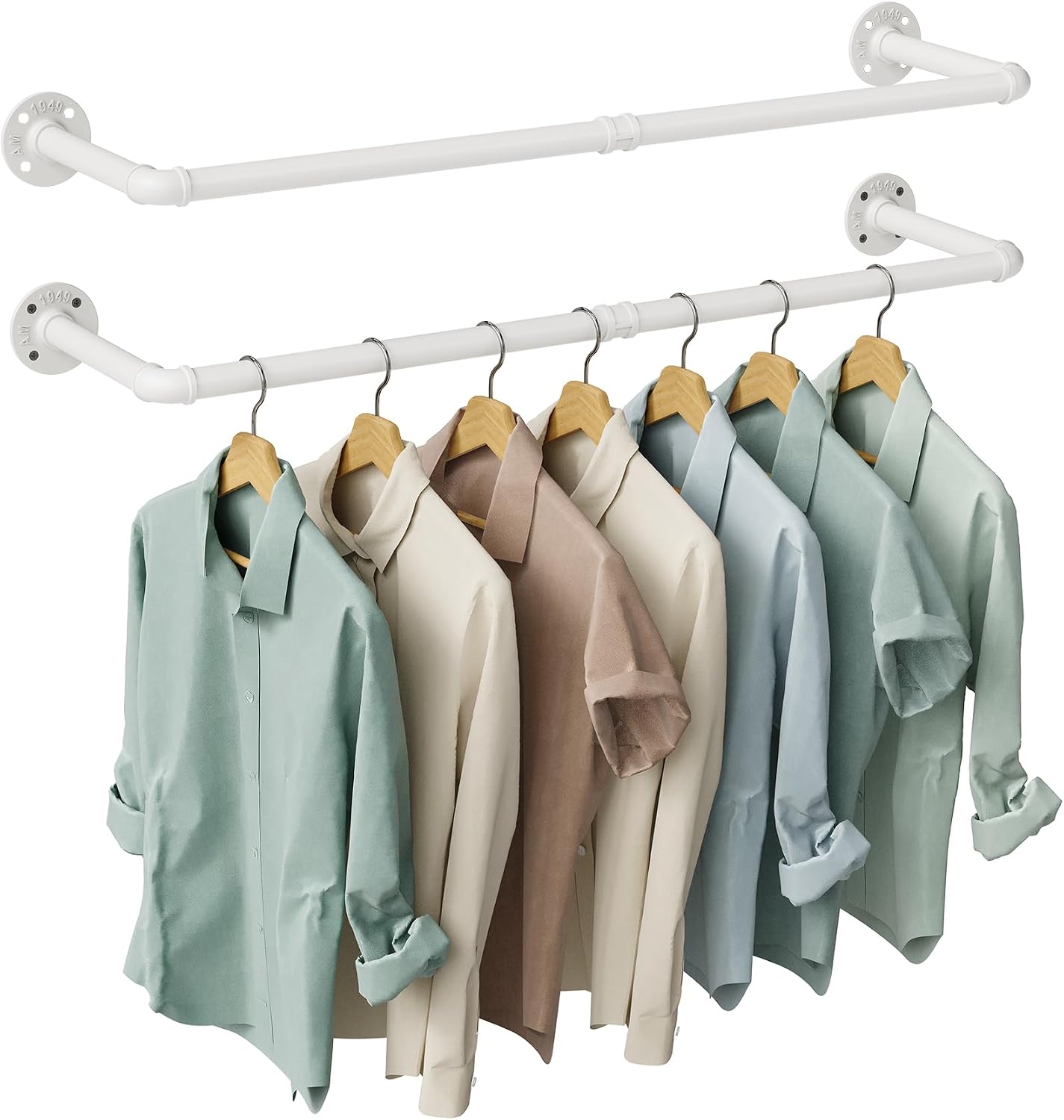 OROPY 38.4" Industrial Pipe Clothes Rack Wall Mounted, Heavy Duty, 2 Pack | Heavy Duty Iron Pipe Clothing Garment Rail, Multi-Purpose Clothing Hanging Rod for Laundry Room and Closet Storage, Black
