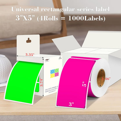 PARLAIM 3 x 5 inch Rectangle Sticker Labels, 250PCS Adhesive Color Coding Stickers for Moving Box Inventory Label, Fluorescent Green