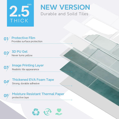 STICKGOO 10 Sheets Subway Tile Peel and Stick Backsplash, Extra Thick 3D Wall Tiles with Commercial-Grade Adhesive for Kitchen, Bathroom, Laundry Room,11.56"x8.38"(White)