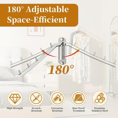 Alise Swing Clothes Hanger Rack,Black Garment Racks Wall Mounted(2P) | Clothes Bar-Hanger Hooks Heavy Duty Swivel Drying Rack Clothing Hanging System Closet Storage Organizer