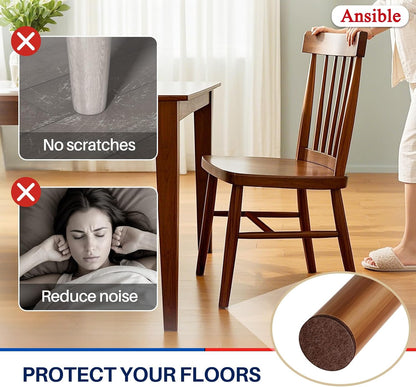 Ansible 60 PCS Felt Furniture Pads 1", Felt Pads for Chair Leg Floor Protectors for Hardwood Floors Round (Beige)