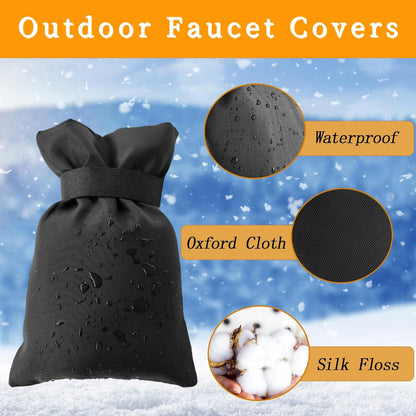 4 Pack Outdoor Faucet Covers for Winter Freeze Protection,5.5 x 7.9 Inch Reusable Waterproof Hose Bib Cover,Thickened Anti-Freeze Faucet Socks for Outdoor Garden,Black