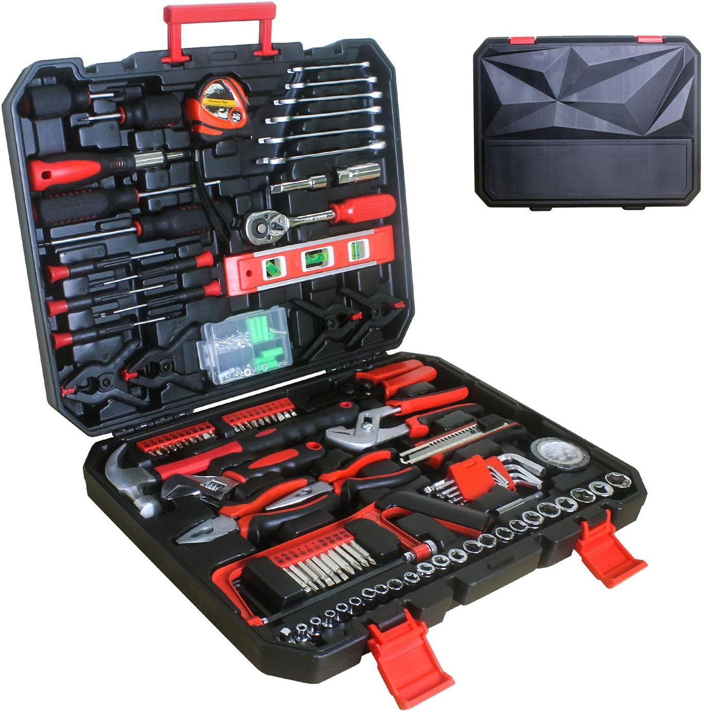 899PCS Tool Set, Household Tool Kit with Rolling Tool Box, Complete Tool Box Set Hand Tool Set with Tool Box, Mechanic Tool Set Rolling Tool Set for Home/Auto Repair Tool Set (Black)