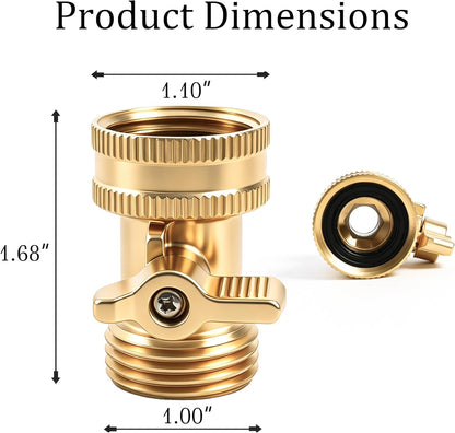 Hourleey Brass Garden Hose Shut Off Valve, 2 Pack Heavy Duty 3/4 Inch Solid Brass Garden Hose Shut Off Valve with 10 Extra Rubber Washers