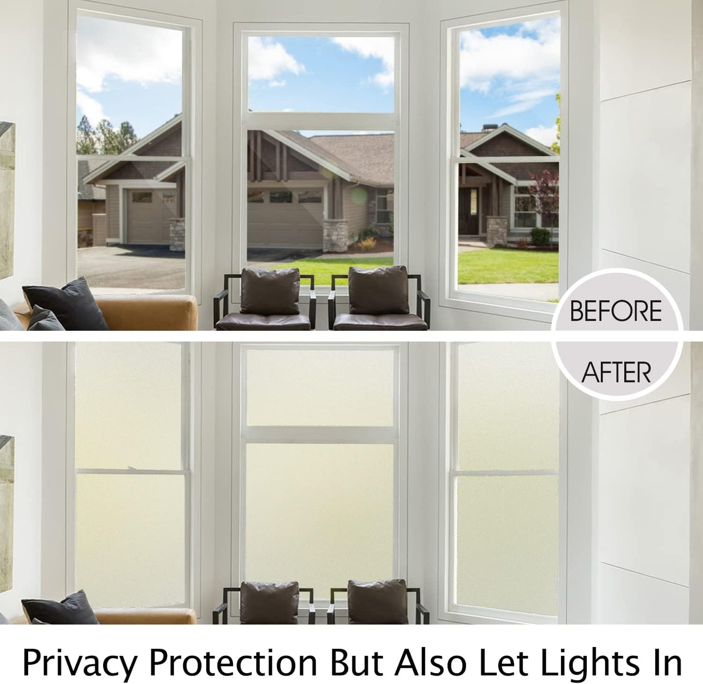 HIDBEA Frosted Window Privacy Film Heat Control UV Blocking, Static Cling Non-Adhesive Reusable Door coverings for Bathroom Home Office (Frosted 17.5 Inch x 6.5 Feet)