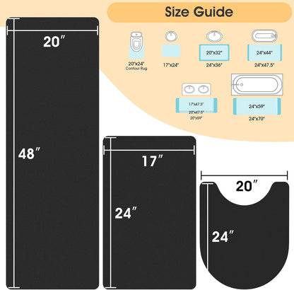 ACCUMTEK Non Slip Bath Mat, Thin Bathroom Rugs Fit Under Door, Quick Dry Bath Mats, Machine Washable Bath Rugs for Bathroom, Bathtub & Kitchen, Grey/Bordered/24 x17