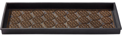 HF by LT Jasmine Premium Rubber Boot Tray, 34 x 14 inches, Heavy Duty Vulcanized Rubber Design, One-Piece Seamless Construction, Year Round Use Indoors/Outdoors, Black with Brushed Copper