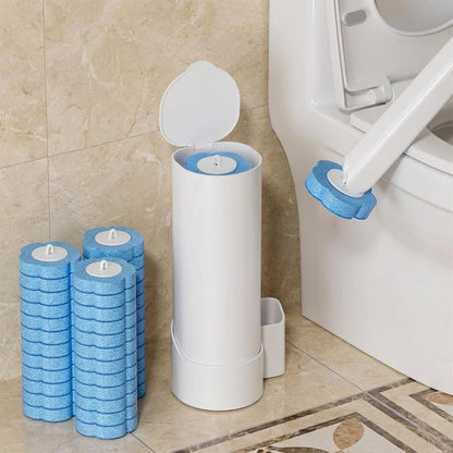 Disposable Toilet Brush with 48 Refills,Toilet Cleaning Supplies,Toilet Wand Brush Starter Kit,Wall Mounted Toilet Bowl Cleaner Brush with Holder for Bathroom Deep Cleaning & Hygiene (White)