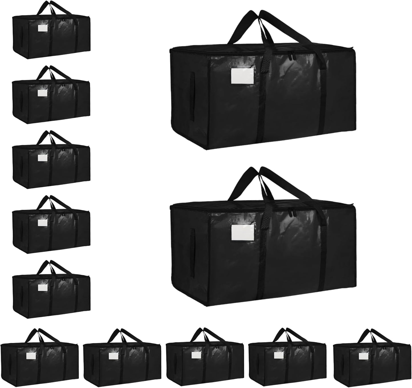 8 Pack-Extra Large Heavy Duty Moving Bags - Waterproof Storage Totes with Handles & Zippers, Foldable for College Dorm, Storage (Clear)