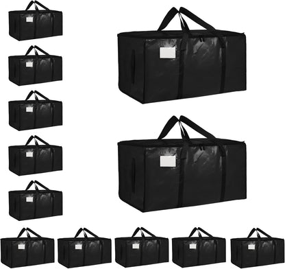 8 Pack-Extra Large Heavy Duty Moving Bags - Waterproof Storage Totes with Handles & Zippers, Foldable for College Dorm, Storage (Clear)