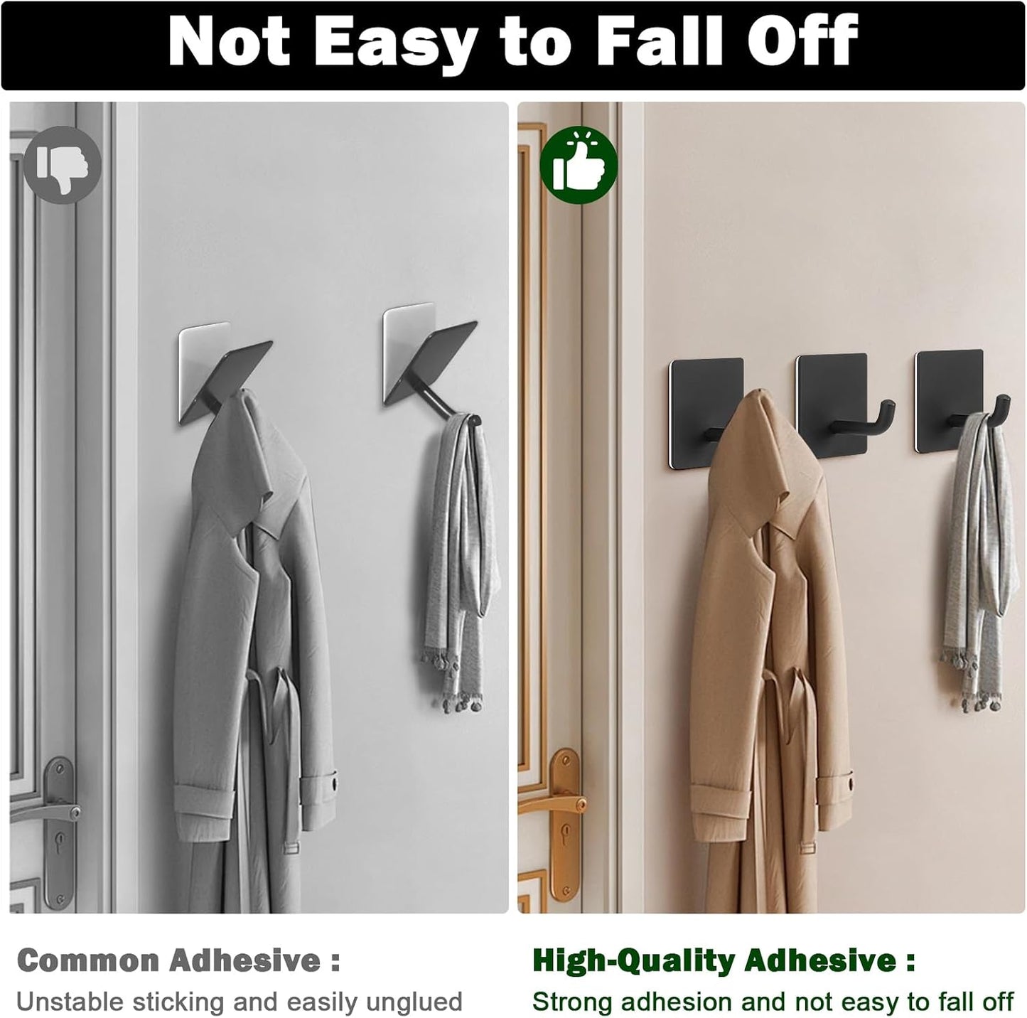 Livabber Adhesive Towel Hooks, 304 Stainless Steel Self Sticky Wall Hooks Waterproof Shower Hooks for Robe/Clothes, No Drilling Towel Hangers for Bathroom Kitchen Bedroom (Brushed Nickel, 6 Packs)