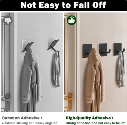 Livabber Adhesive Towel Hooks, 304 Stainless Steel Self Sticky Wall Hooks Waterproof Shower Hooks for Robe/Clothes, No Drilling Towel Hangers for Bathroom Kitchen Bedroom (Brushed Nickel, 6 Packs)