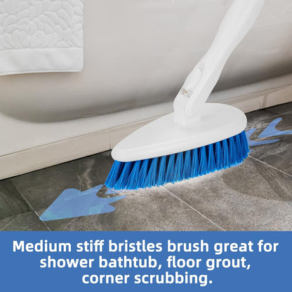 Qaestfy Shower Bathtub Tub and Tile Scrubber Brush with 51'' Adjustable Long Handle Cleaning Brushes Lock in Place Scrub Brush Head for Bathroom Wall Floor Scrubbing Model QAE008