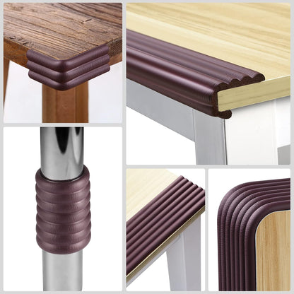 Baby Proofing Edge Corner Protector, 16.4 ft Edge Guards Padding with 3M Adhesive, Extra-Wide Soft Rubber Foam Padding, Furniture,Sharp Edge Safety Corner Edge Bumper Guard-Brown