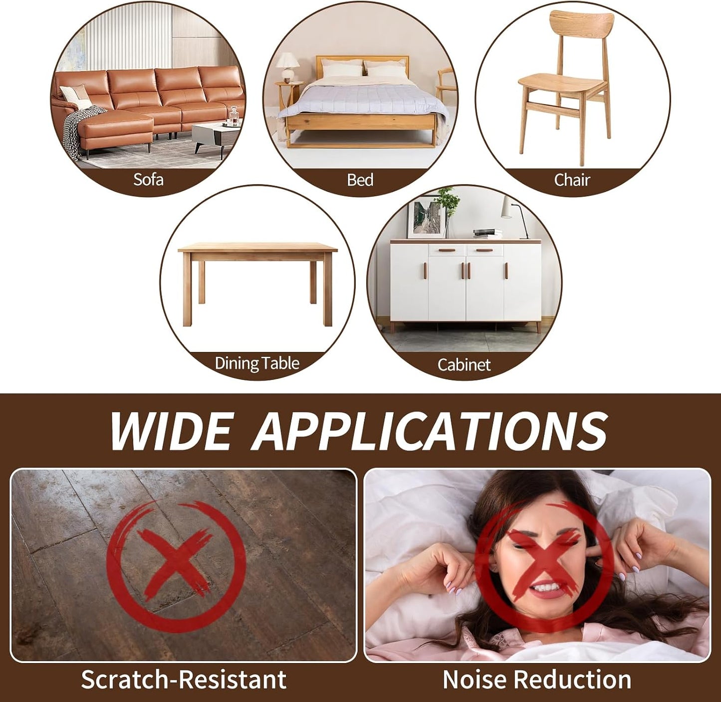 Chair Leg Floor Protectors, 24 Pack Silicone Furniture Pads for Hardwood Floors, Anti-Scratch Furniture Sliders Felt Pads, Noise-Reducing Chair Feet Covers, Table Legs Fit Sizes to(1.3" to 1.97")