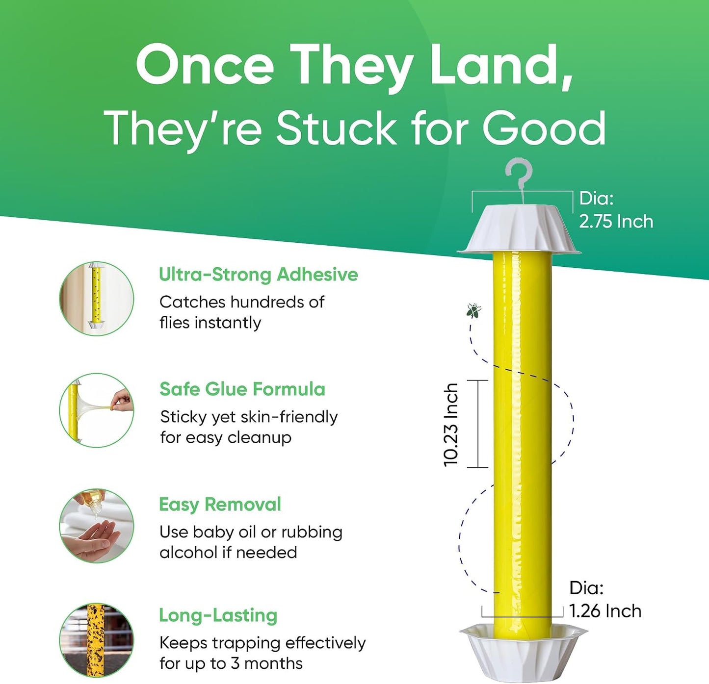 Sticky Fly Trap Indoor & Outdoor Pack of 4 | Hanging Fly Stick for Gnats, Flies, Wasps, Mosquitoes & Other Flying Bugs | Fly Trap Sticky | Home Pest Control | Flying Insect Trap Rolls | Ucatch