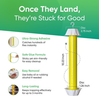 Sticky Fly Trap Indoor & Outdoor Pack of 4 | Hanging Fly Stick for Gnats, Flies, Wasps, Mosquitoes & Other Flying Bugs | Fly Trap Sticky | Home Pest Control | Flying Insect Trap Rolls | Ucatch