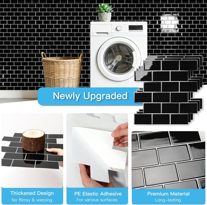Art3d Peel and Stick Backsplash for Kitchen White Subway (10 Tiles, Thicker Design)