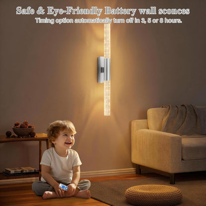 camuucci Battery Operated Wall Sconces Set of 2 Rechargeable Battery Powered Wall Light with 12000mAh Not Hardwired Dimmable Wall Lamp Fixtures for Bedroom Living Room Gold 15.3 Inches