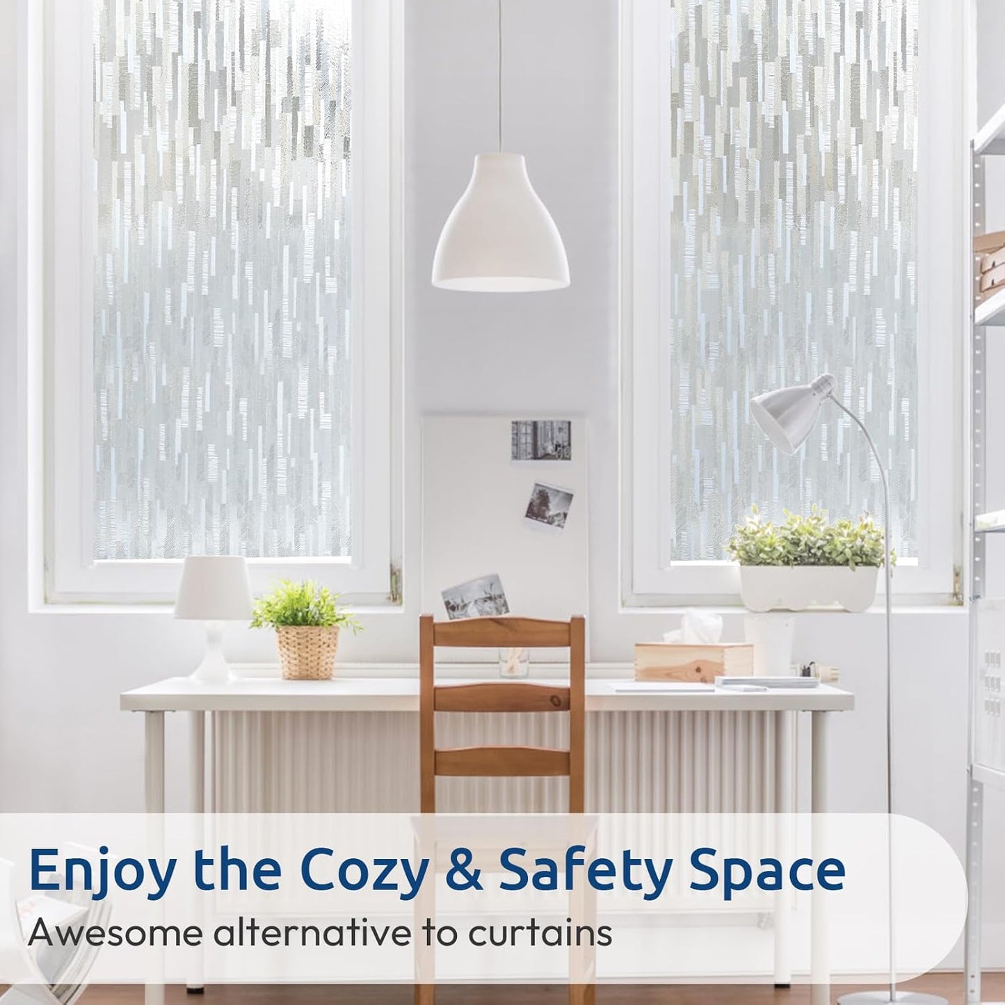 rabbitgoo Window Privacy Film Frosted Glass Film Removable Vinyl Door Coverings UV Blocking Decorative Static Cling Non-Adhesive Window Clings Sticker for Home Decor, 17.5 x 78.7 Inches