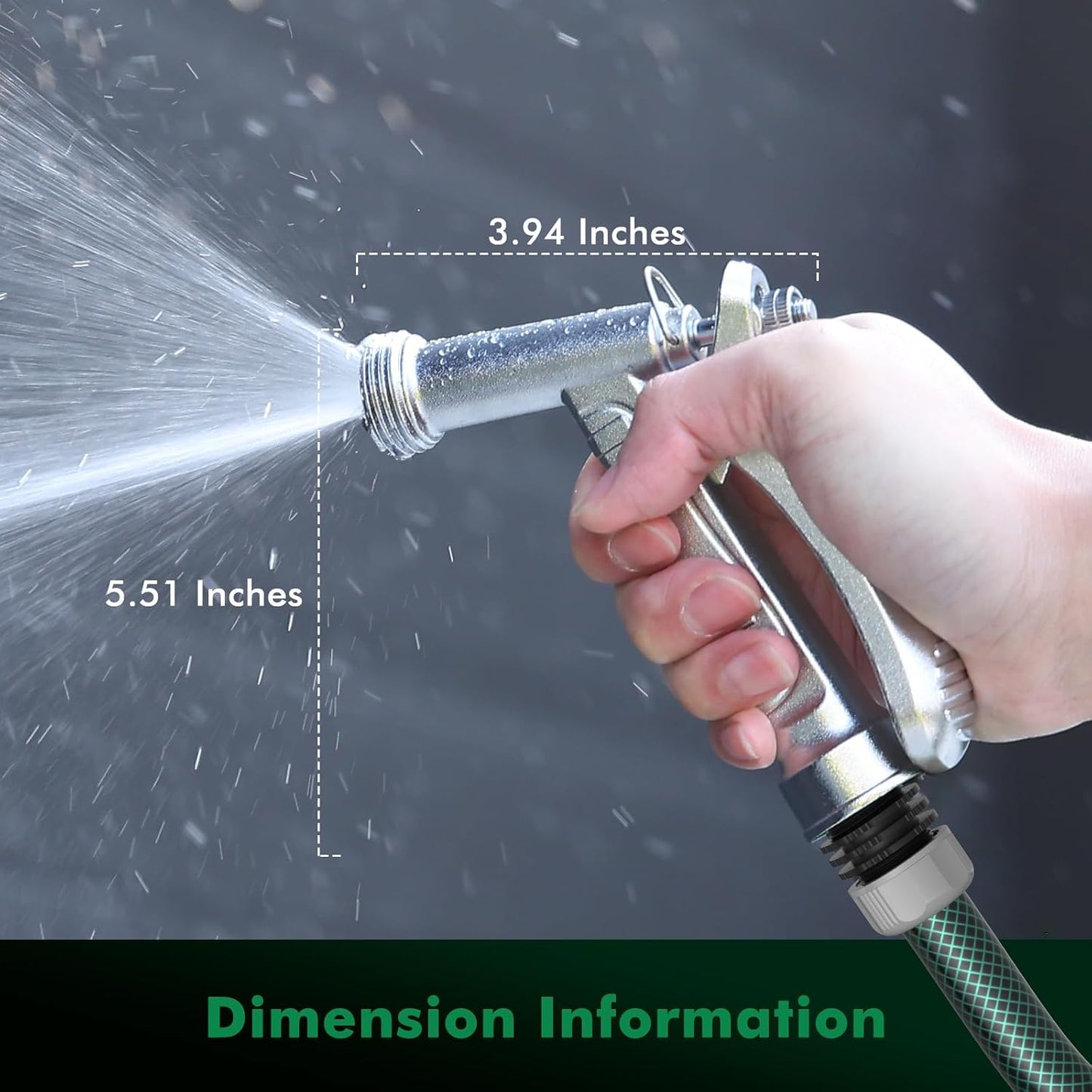 RESTMO 2 Pack 100% Metal Garden Hose Nozzle, Heavy Duty Pistol Grip | 5X Lifespan Rust-Proof Chrome Plated，Zinc Alloy Hose Sprayer with Threaded Front for Car Washing, Plant Watering