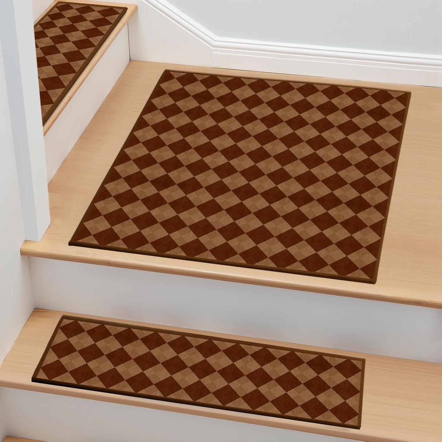 Non-Slip Carpet Stair Treads 15PCS, 8"x30" Peel and Stick Stair Runner for Wooden Steps Indoor, Washable Reusable Adhesive Backing, Pet-Friendly Safety Mats for Kids, Elders, Dogs