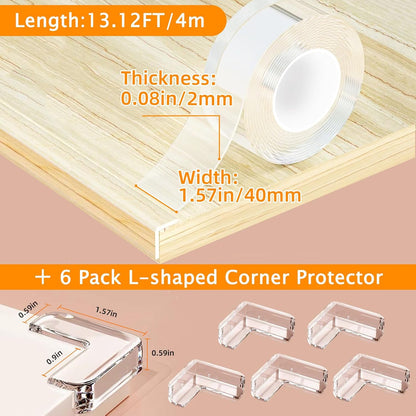 Corner Protectors Baby Proofing,2 in x 6.6ft Clear Edge Protector Strip,Furniture Corner Guards,Cabinets,Tables and Window Sill Sharp Corner Safety Bumpers