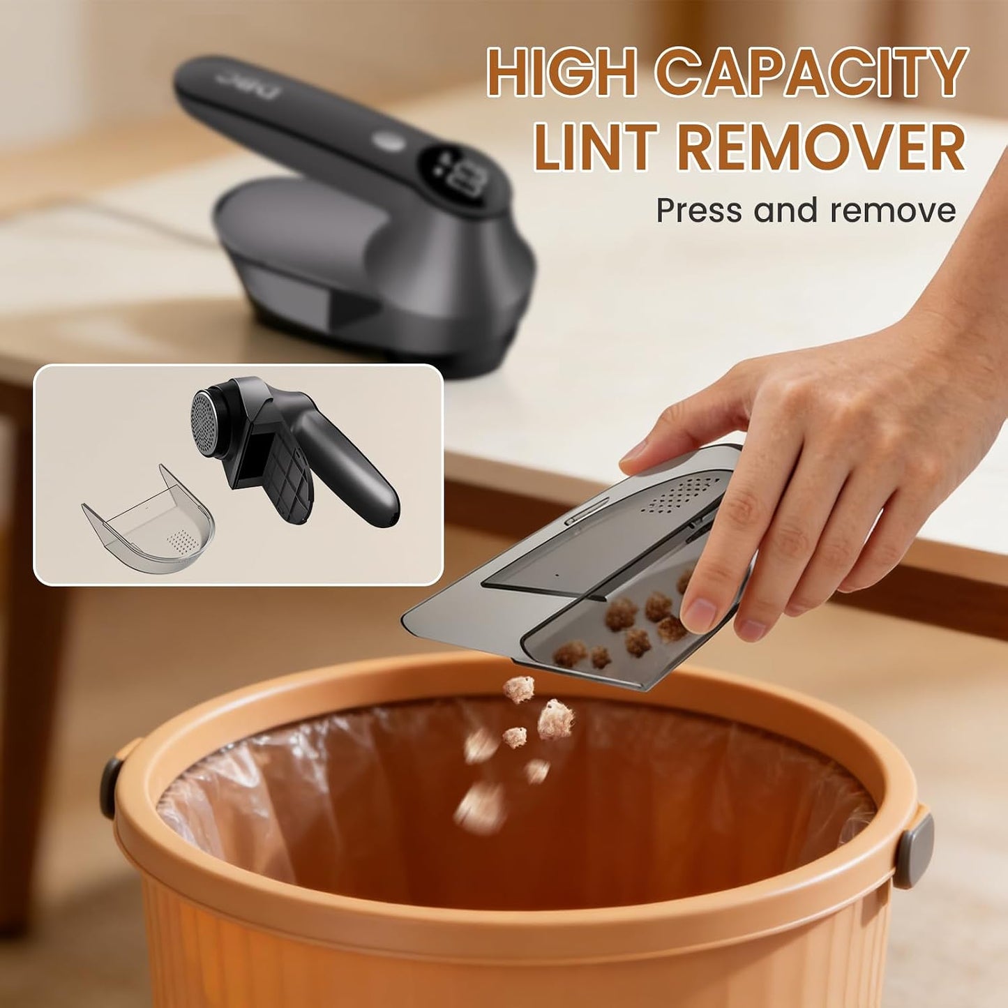 DBC Rechargeable Fabric Shaver,3-Speed Lint Remover for Clothes LED Display, 15000r/Min Powerful Motor, Large Shaving Head Lint Shaver for Clothes, 6-Leaf Blades, Lint Ball, Furniture, Fuzz