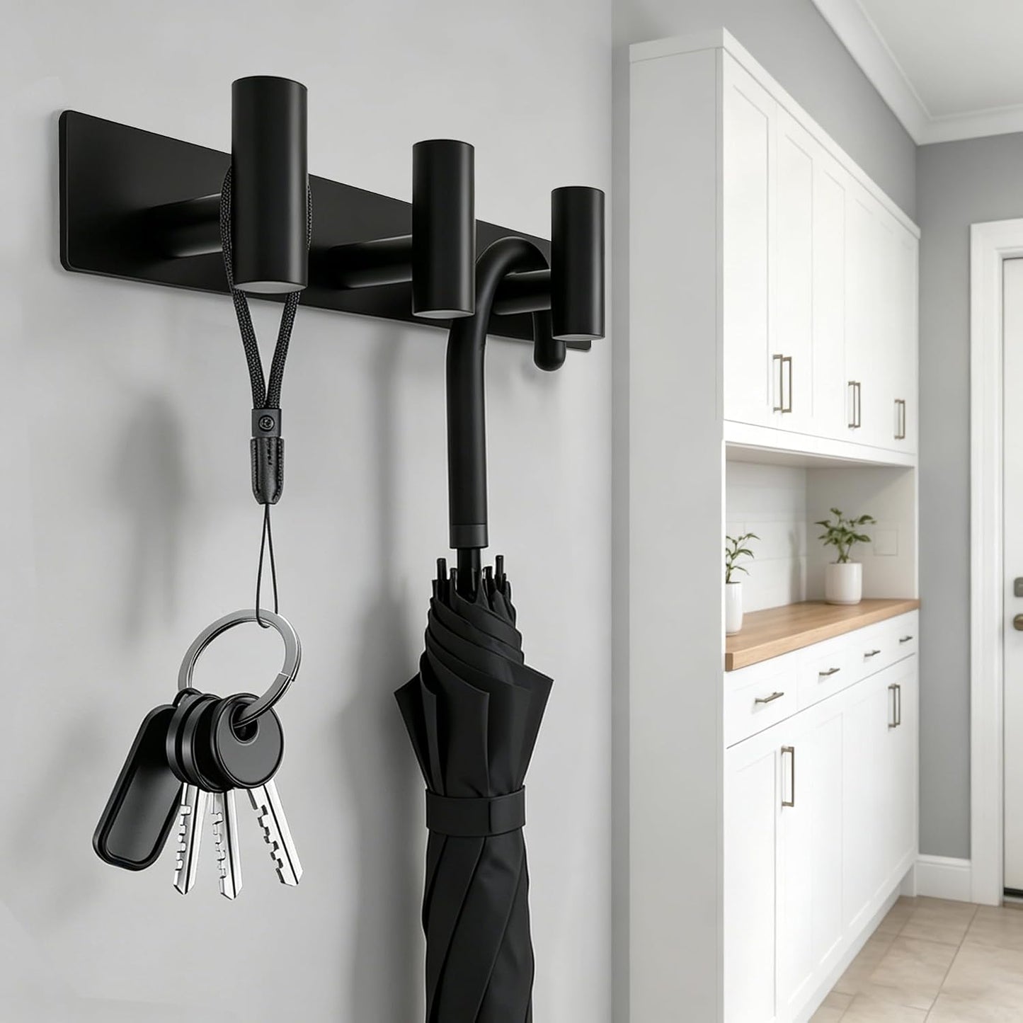 Matte Black Coat Rack Wall Mount - 6 Hooks, Heavy Duty Stainless Steel Wall Hooks for Towels, Coats, Robes, Bags, Hats, Keys, Wall Coat Hanger for Bathroom, Entryway, Kitchen, Hotel, Bedroom, Office