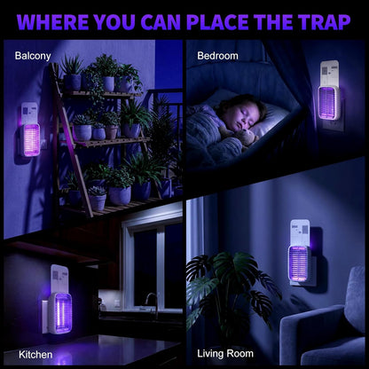 Upgraded Fruit Fly Traps for Indoors, Flying Insect Trap for Fruit Flies, Gnats, Plug in Bug Zapper Indoor with Dual-UV Lights & Trapping, Electric Grid & Glue Traps(1 Device & 5 Glue Boards)
