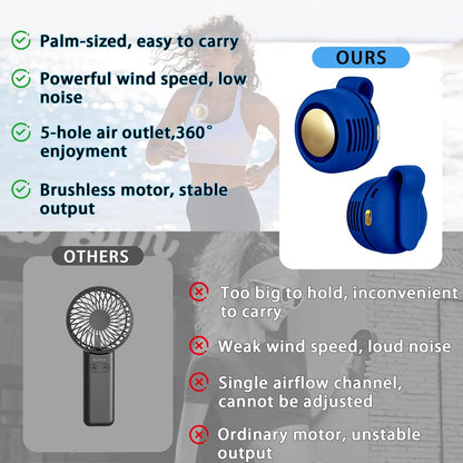 Portable Clip-On Fan, Mini USB Rechargeable 360° Rotatable Fan, Personal Fan 3-Speed Silent Mini Bladeless Fans