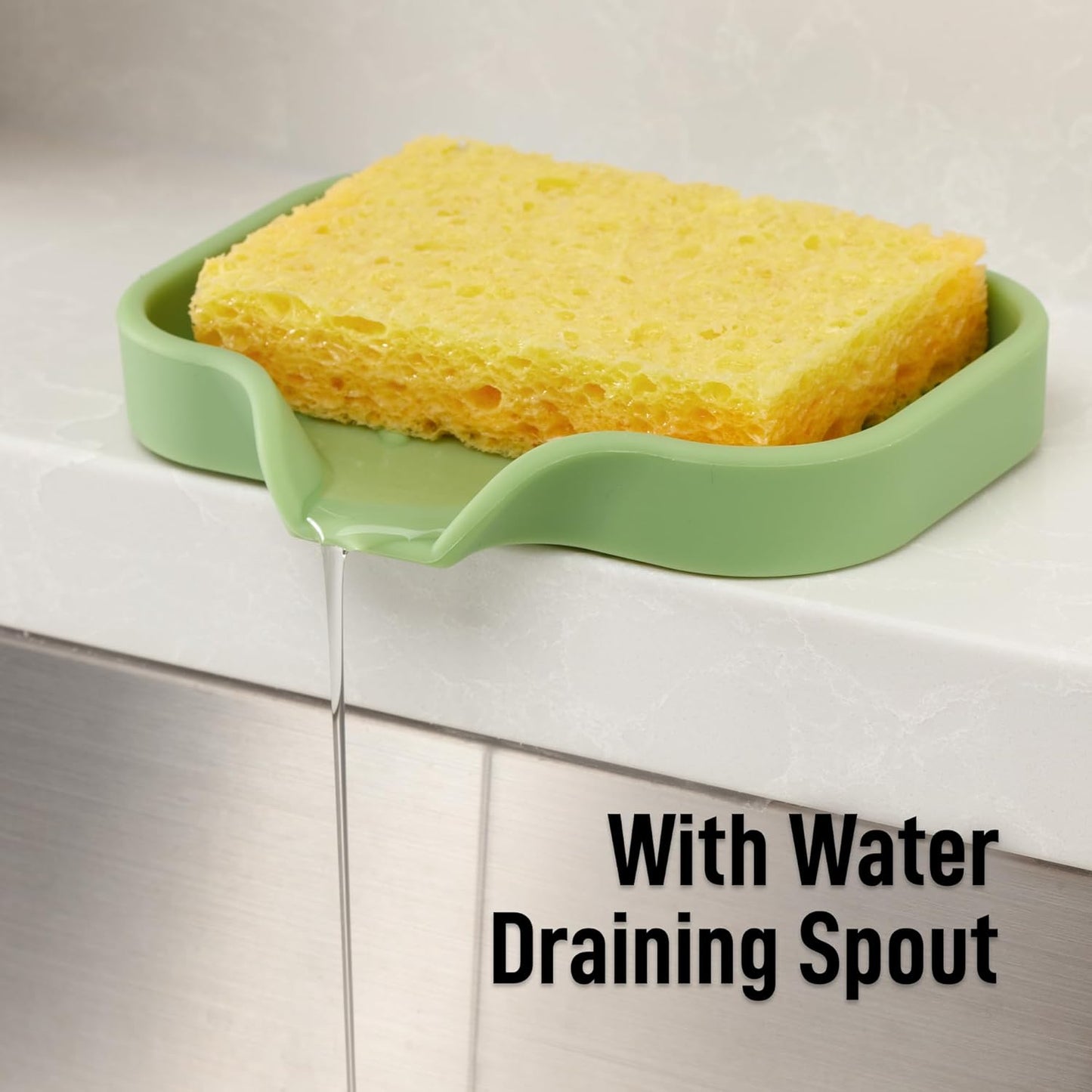 Zulay Kitchen (9x3.5in) Sponge Holder for Kitchen Sink - Flexible Heavy-Duty Multipurpose Sink Caddy - Counter Organizer for Kitchen, Bathroom, Makeup, Trinkets & More! (Grey)