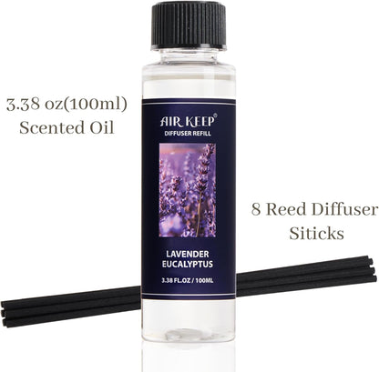 Airkeep Reed Diffuser Set,3.38 fl oz (100 ml) - Clean Linen Oil Diffusers with 8 Reed Sticks,Home Fragrance Reed Diffuser for Bathroom Shelf Decor
