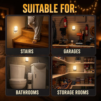 LED Motion-Activated Directional Rotating Flexible Sensor Dusk to Dawn Night Light AC Outlet Plug-in Wall Stair Lamp Indoor 360° Bedroom Hallway Stairway Garage Basement Corridor