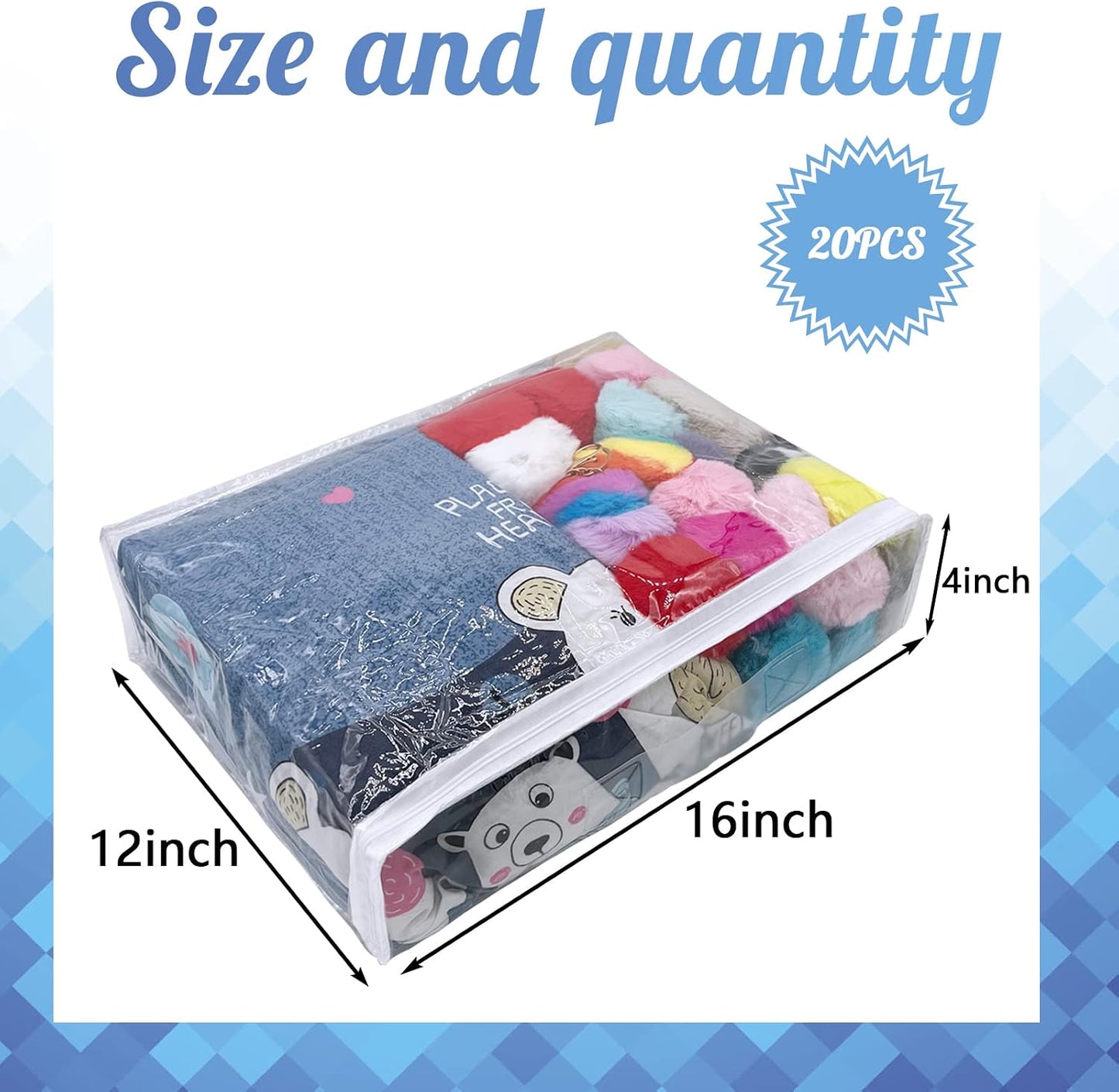 25Pcs Clear Vinyl Zippered Storage Bags - Blanket & Bed Sheet Organizer for Closet Linen & Sweater