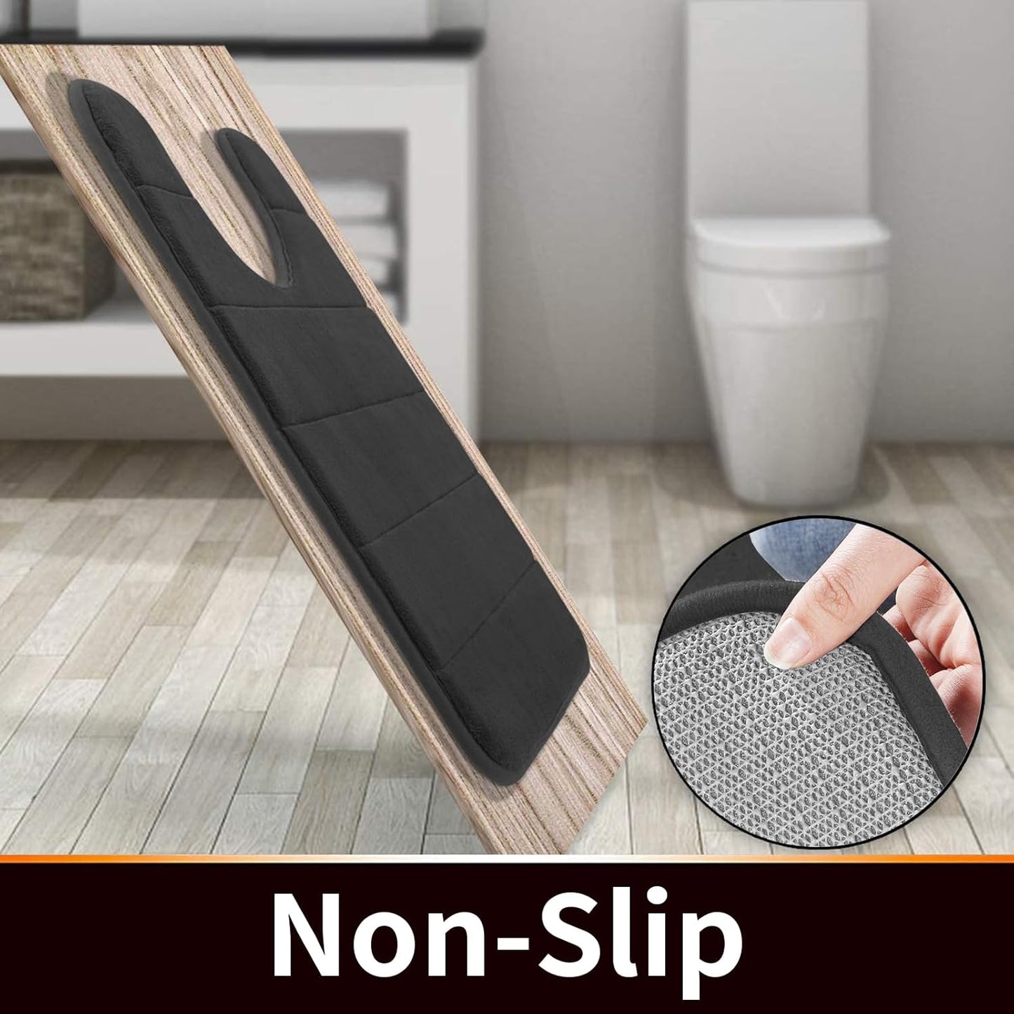 Yimobra Memory Foam Bath Mat, Super Soft Absorbent Bathroom Rug Non Slip, Quick Dry, Machine Washable Floor Carpet for Tub Shower, Home Decor Accessories, 24x17, Grey