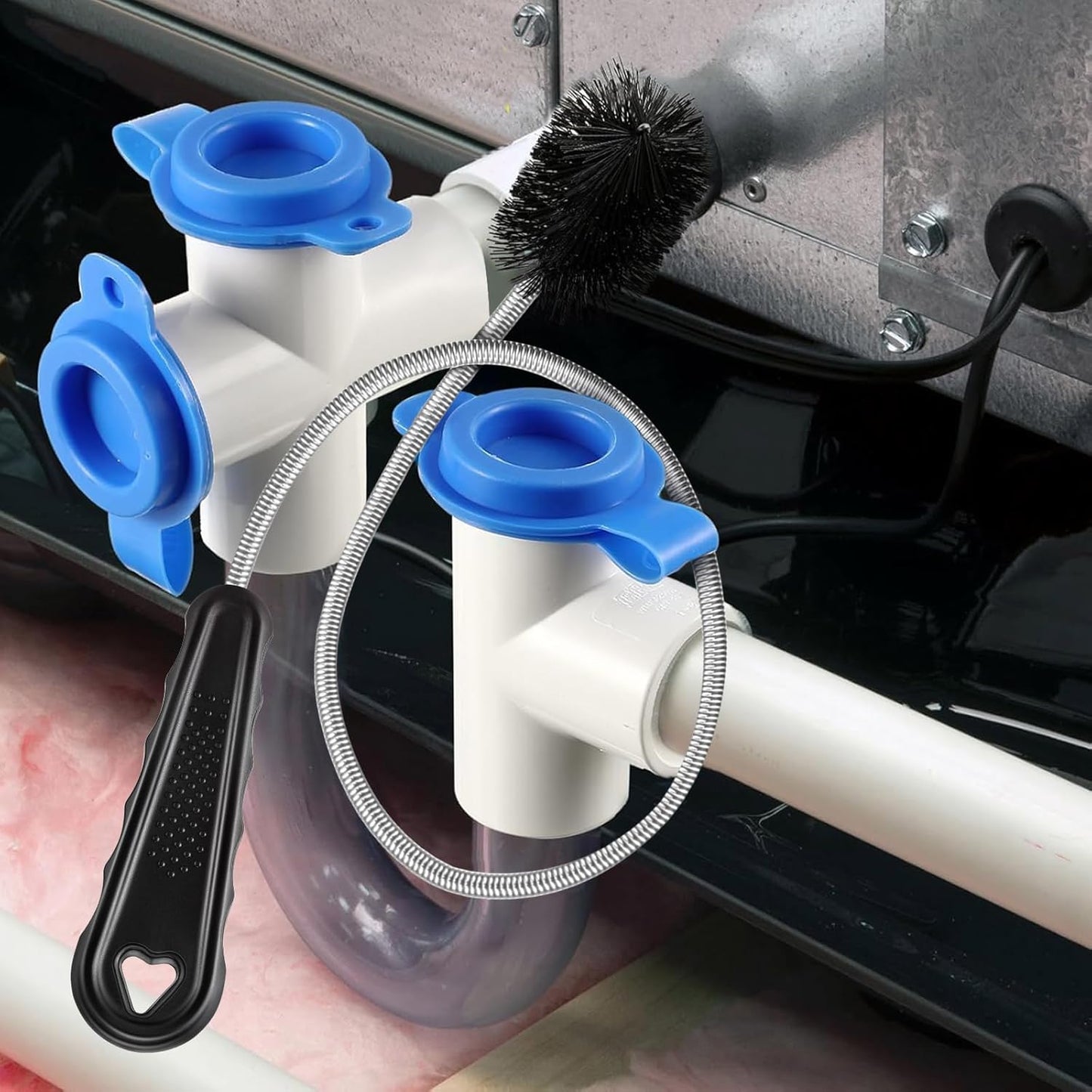 3 Pcs Condensate Trap Flexible Drain Brush, 48 Inch AC Drain Line Cleaning Brush for AC & HAVC Condensate P Trap, Black