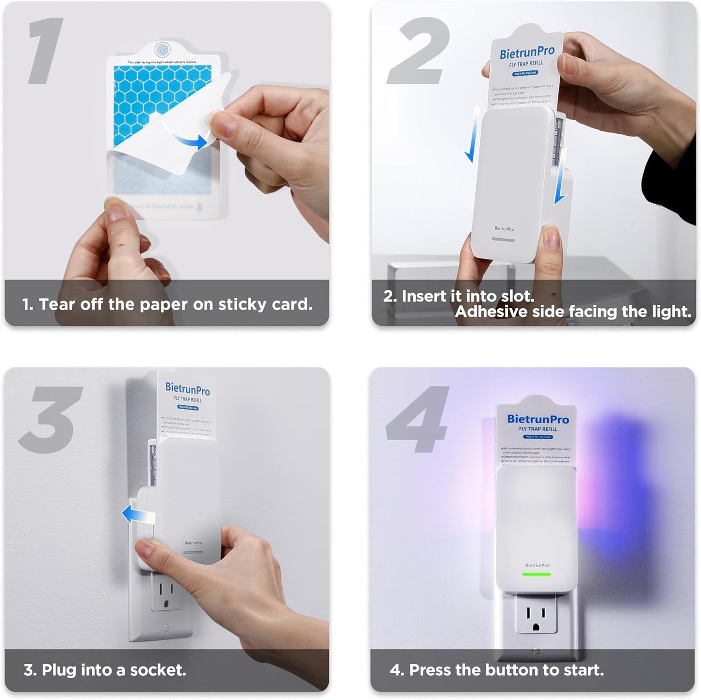 Flying Insect Traps+5 Refill Cartridges, 2026 2nd Gen, UV/Blue/Yellow Light Plug in Fly Trap & Indoor Bug Catcher for Gnats, No-Mess Bug Zapper, House & Fruit Flies, 7 * 24hrs Pest Control
