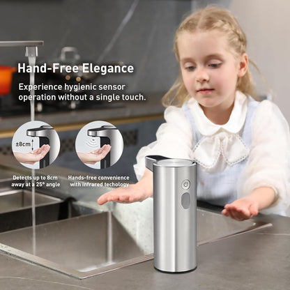 EKO Aroma 9 fl oz Automatic Liquid Soap Dispenser, Rechargeable & Water-Resistant Soap Dispenser for Kitchen and Bathroom with Adjustable Volume Control (Matte Black Steel)