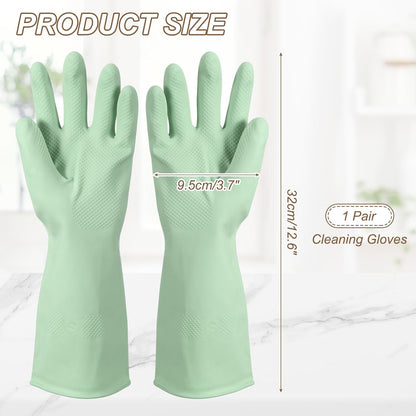 uxcell Rubber Cleaning Gloves, Reusable Household Dishwashing Long Rubber Gloves with Non-slip Grip