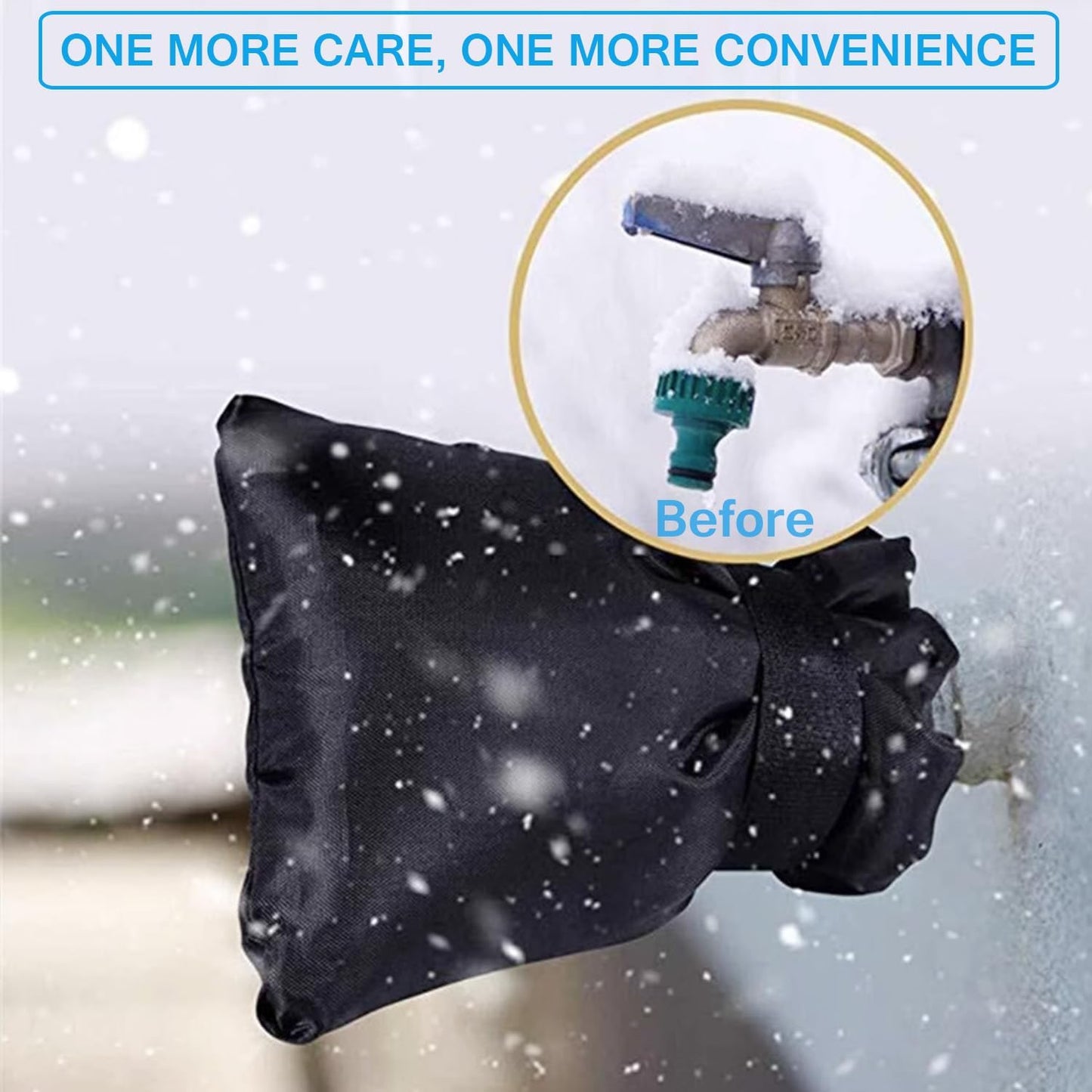 Outdoor Faucet Covers for Winter, Actgan 8.3"H x 6"W Thickened Outside Garden Faucet Socks for Freeze Protection, Reusable Insulated Faucet Covers, 2 Pack, Black