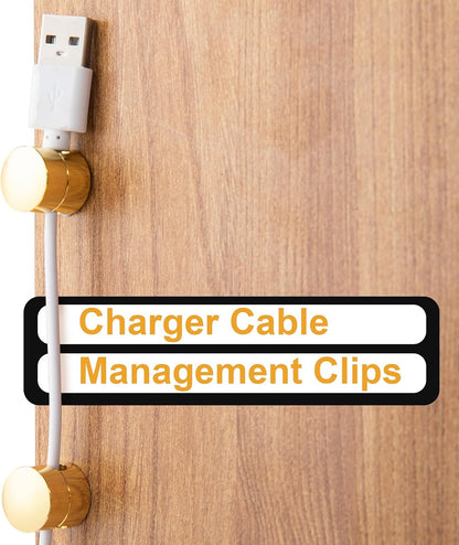 3pcs Cable Anchors for Desk, Adhesive Metal Cord Organizers, Adjustable 2-in-1 Cord Clips Charger Cable Management for Nightstand Office Home Desktop Wall- Gold & Copper & Black