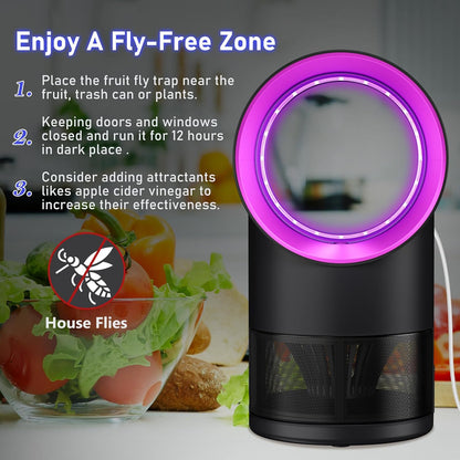 Fly Trap Indoor,Blue Gnat Traps House Indoor,Indoor Insect Trap with Timer | Fruit Fly Trap Indoors Suctions & Captures, 6/12Hr Timer, Kid & Pet Friendly, Low Noise, 10 Refills