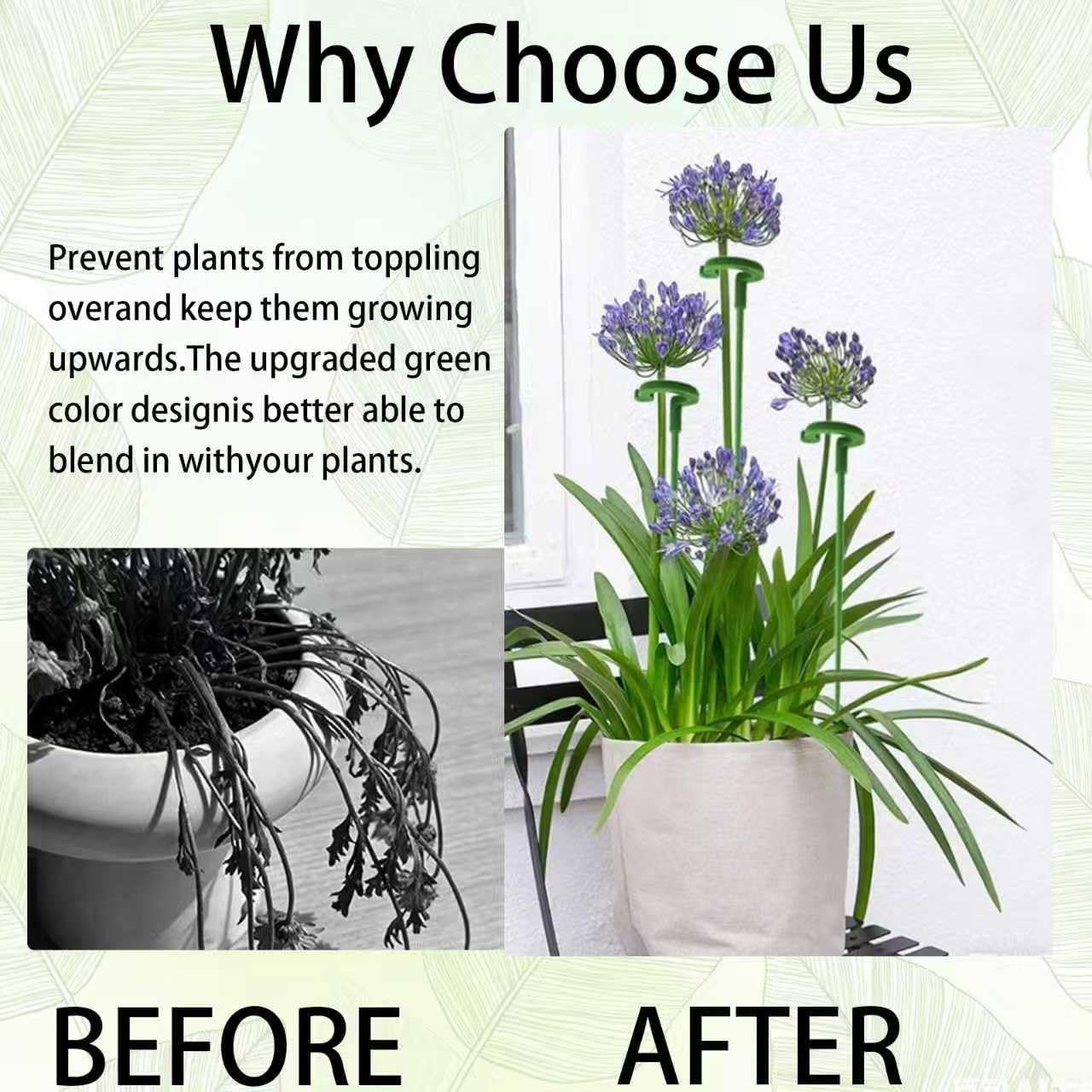 10Pcs Plant Stakes, 11Inch Garden Green Plant Support Stakes for Indoor and Outdoor Plants, Potted Plants, Flowers Orchid Peony