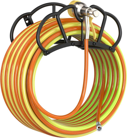 Qatsrin Super Stable Garden Hose Holder Wall Mount, Heavy Duty Water Hose holder Hanger Holds 125-Feet Hose, Metal Hose Storage Reel Rack Organizer for Outside Yard Lawn