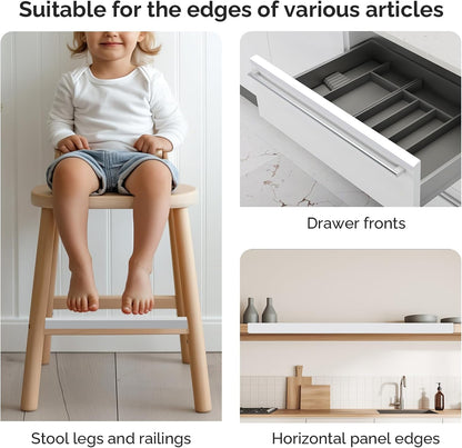Snugly Fit 18" Length Cabinet Door Protector, Flexible Slip-On Plastic Edge Guard, Thin Transparent Edge Protectors to Prevent Wear, Chipping, Discoloration, Cabinet Bumpers, 3/4" Thick, 2 PCS
